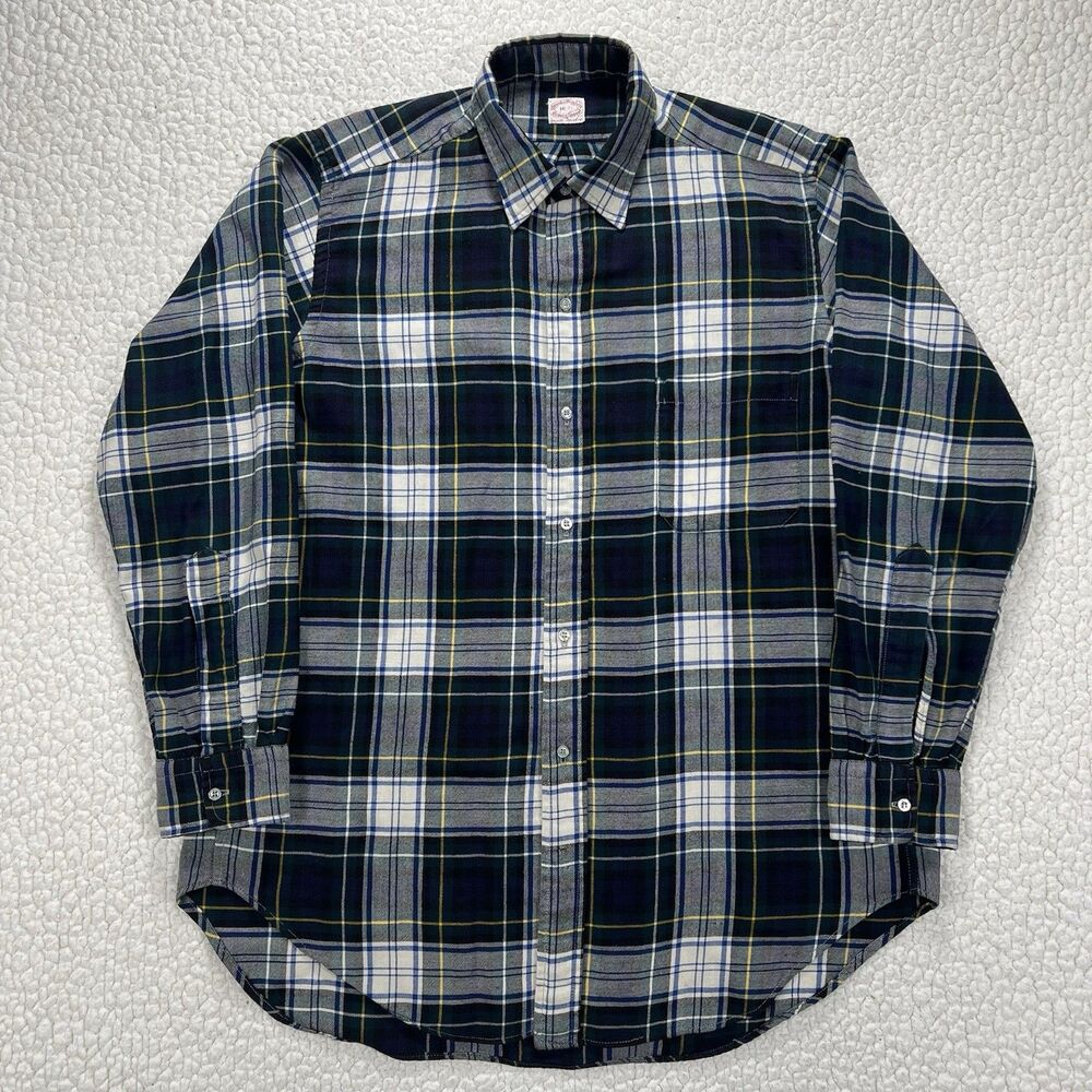 VTG Brooks Brothers Brooksflannel Plaid Shirt 16R Early 80s USA Made Wool Cotton